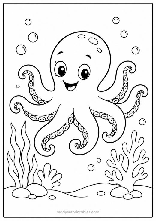 octopus coloring page — free printable coloring sheet for kids