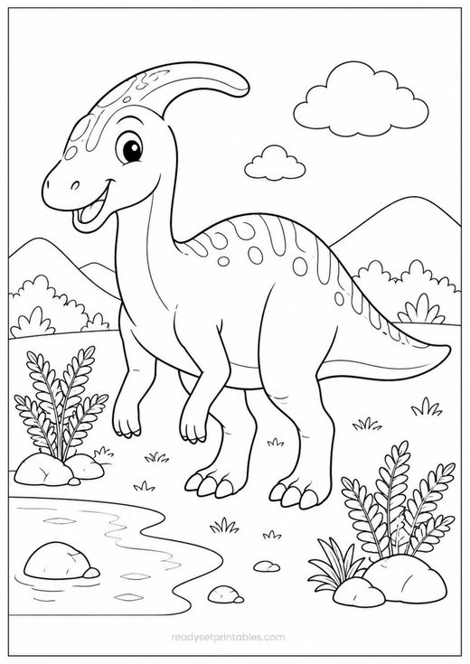 parasaurolophus coloring page — free printable coloring sheet for kids