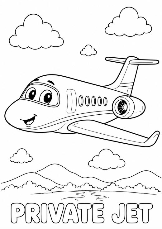 private jet coloring page — free printable coloring sheet for kids