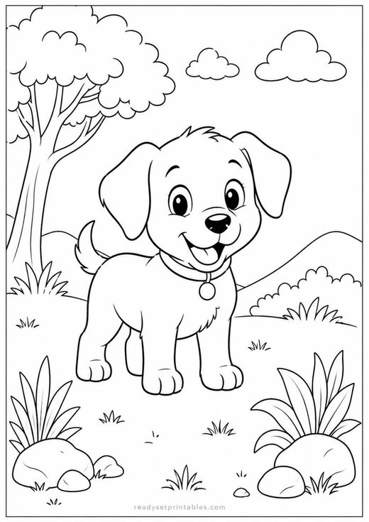 puppy coloring page — free printable coloring sheet for kids