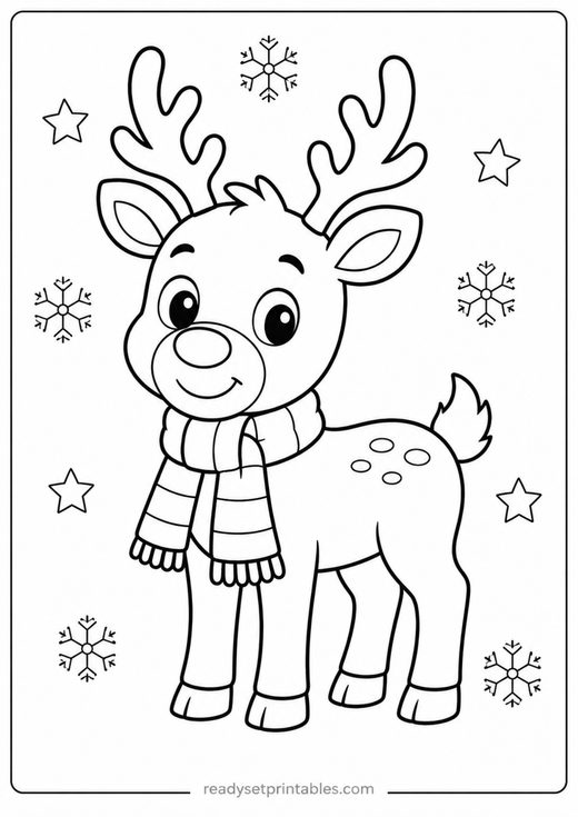 reindeer coloring page — free printable coloring sheet for kids