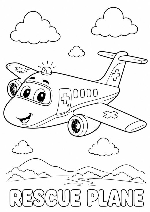 rescue plane coloring page — free printable coloring sheet for kids