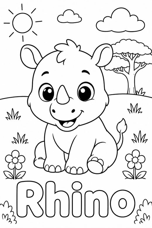 rhino coloring page — free printable coloring sheet for kids