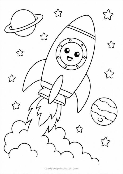 rocket coloring page — free printable coloring sheet for kids