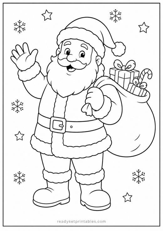 santa coloring page — free printable coloring sheet for kids