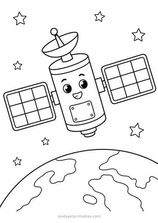 satellite coloring page — free printable coloring sheet for kids
