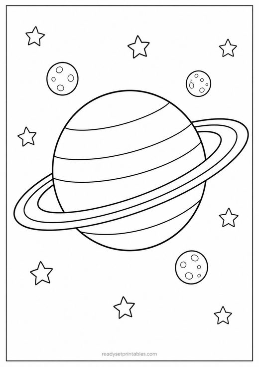 saturn coloring page — free printable coloring sheet for kids