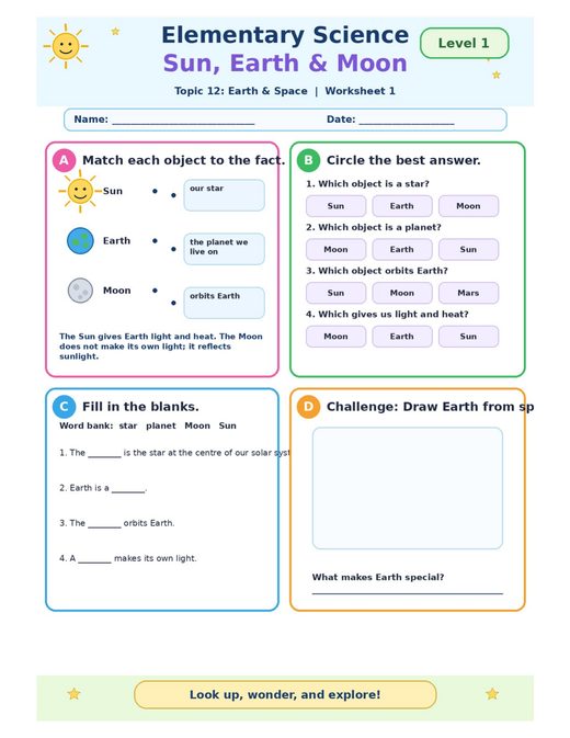 Earth and Space Worksheets