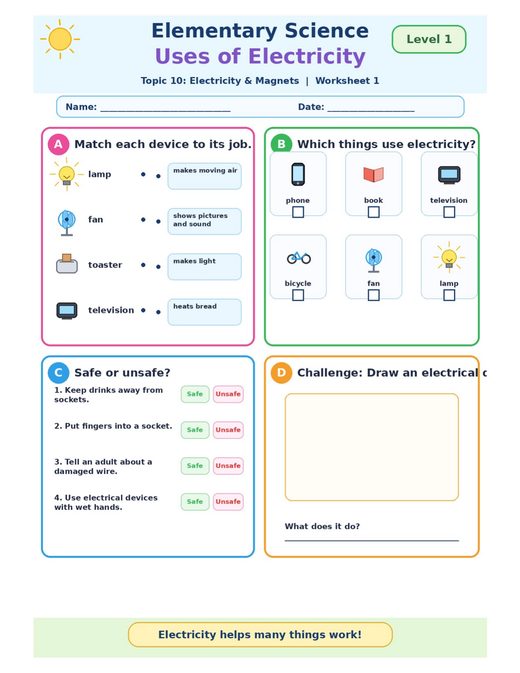 Electricity and Magnets Worksheets