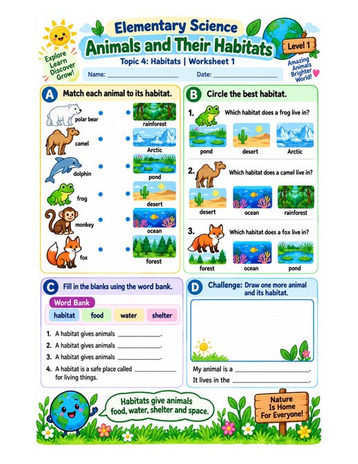 Habitats Worksheets