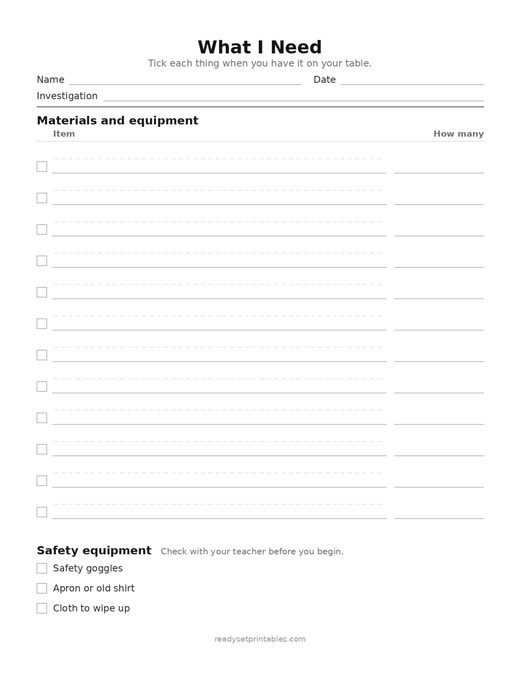 Science Worksheets