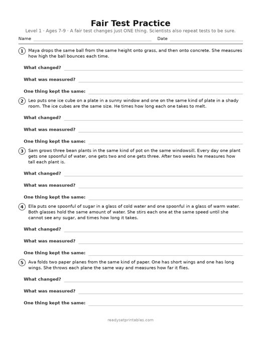 Variables Worksheets
