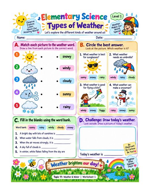 Weather and Water Worksheets