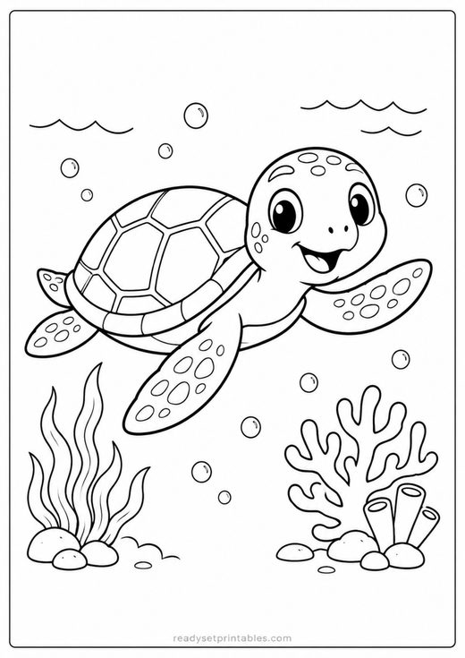 sea turtle coloring page — free printable coloring sheet for kids
