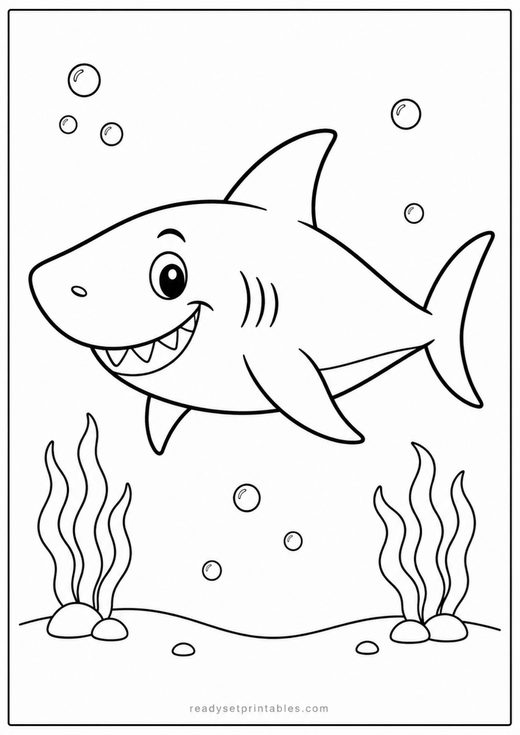 shark coloring page — free printable coloring sheet for kids