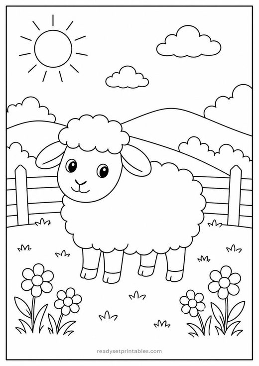 sheep coloring page — free printable coloring sheet for kids