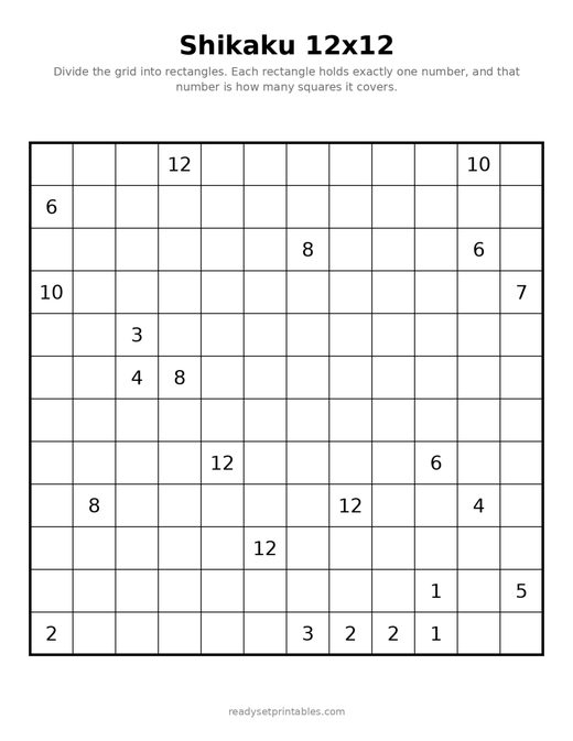 Shikaku 12x12 Hard 02