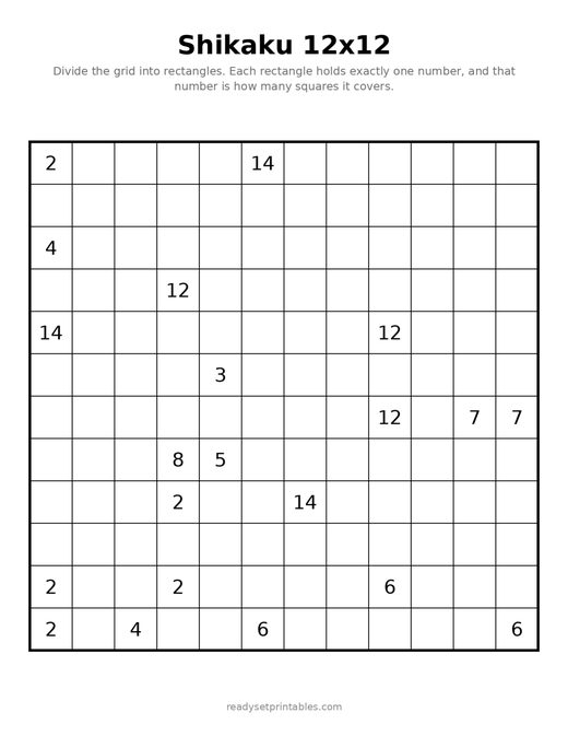 Shikaku 12x12 Hard 03