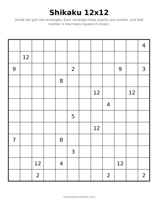 Shikaku 12x12 Hard 05