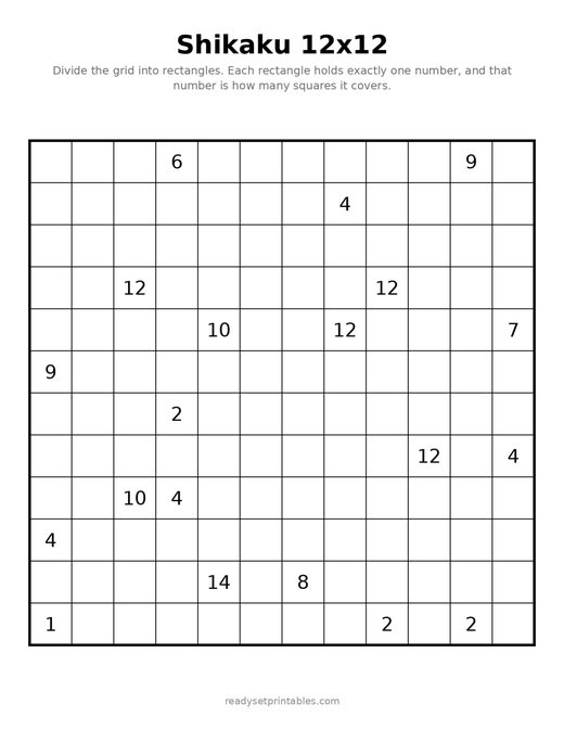 Shikaku 12x12 Hard 06