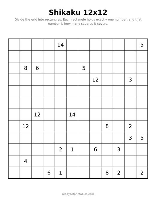 Shikaku 12x12 Hard 07