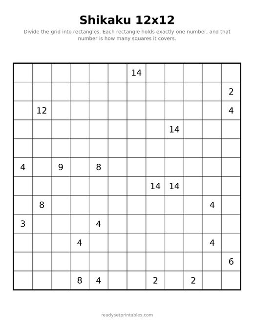 Shikaku 12x12 Hard 08