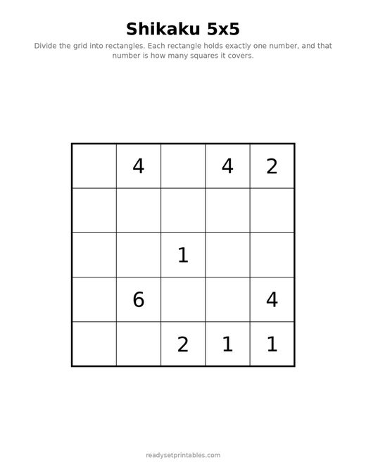 Shikaku 5x5 Easy 02