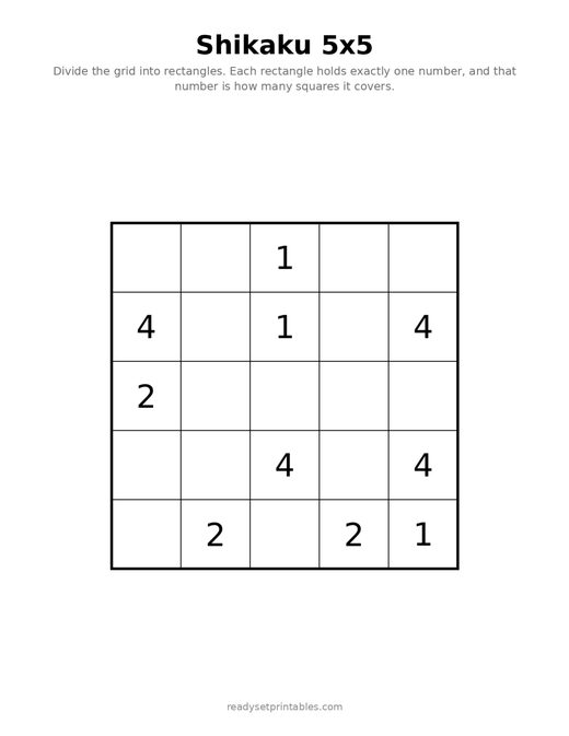 Shikaku 5x5 Easy 03