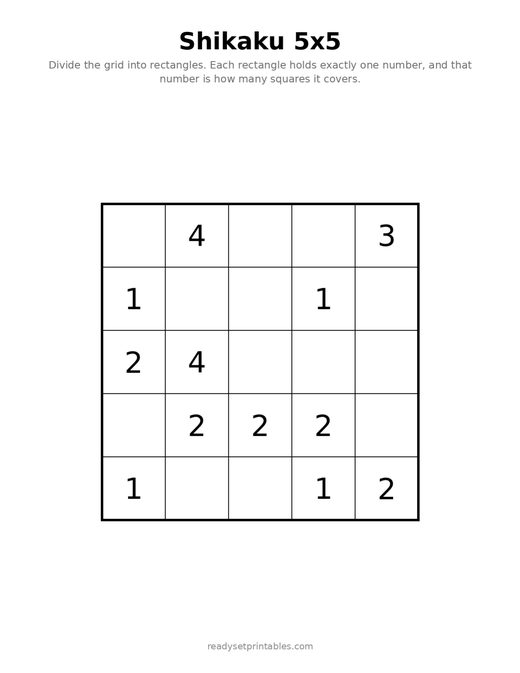 Shikaku 5x5 Easy 04
