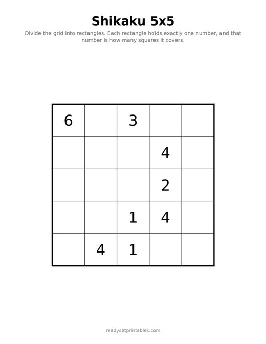 Shikaku 5x5 Easy 05