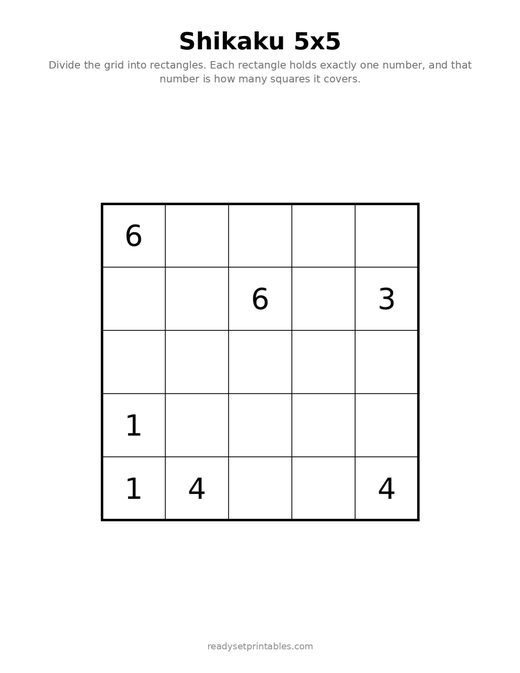 Shikaku 5x5 Easy 06