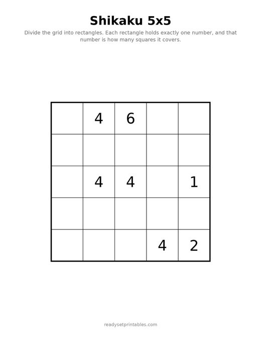 Shikaku 5x5 Easy 07