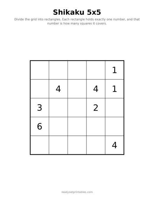 Shikaku 5x5 Easy 08
