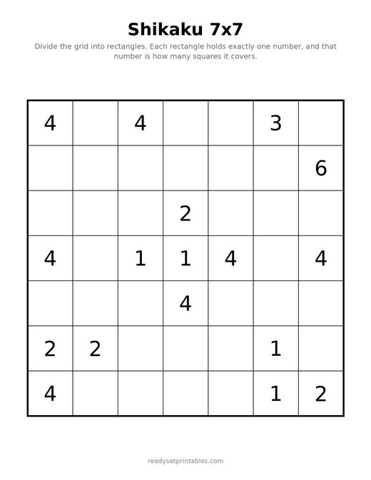 Shikaku 7x7 Easy 09
