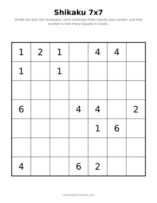 Shikaku 7x7 Easy 10