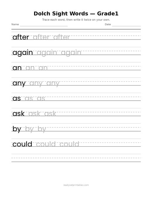 Sight Word Worksheets