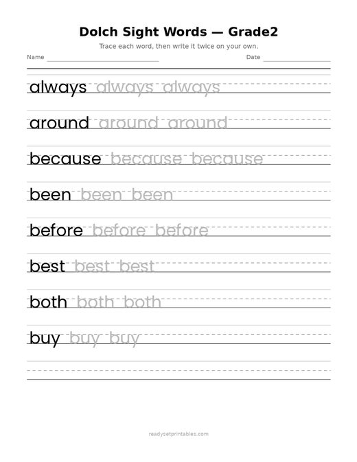 Sight Words Dolch Grade2