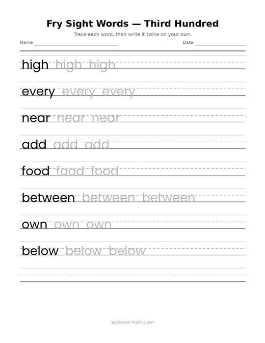 Sight Words Fry Third Hundred
