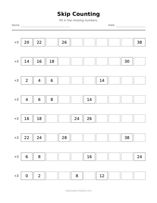 Skip Counting 06 — printable Counting math worksheet