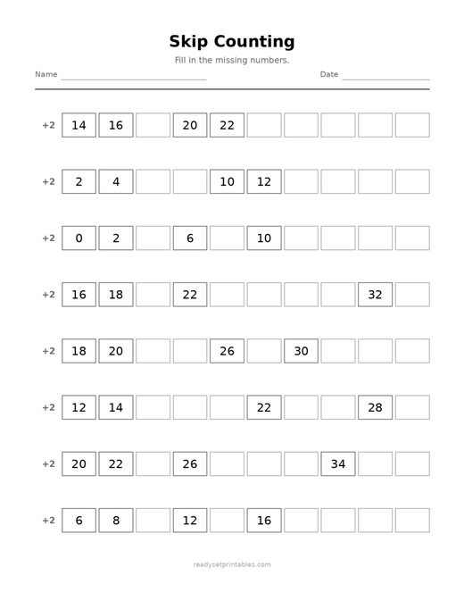 Skip Counting 09 — printable Counting math worksheet