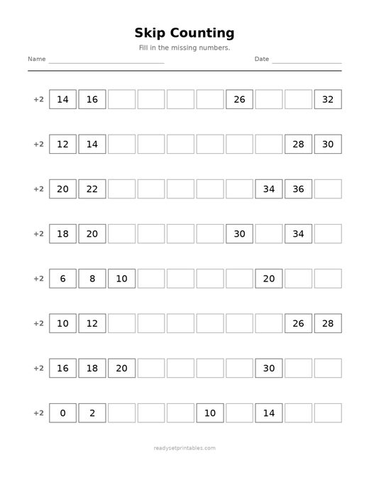Skip Counting 10 — printable Counting math worksheet