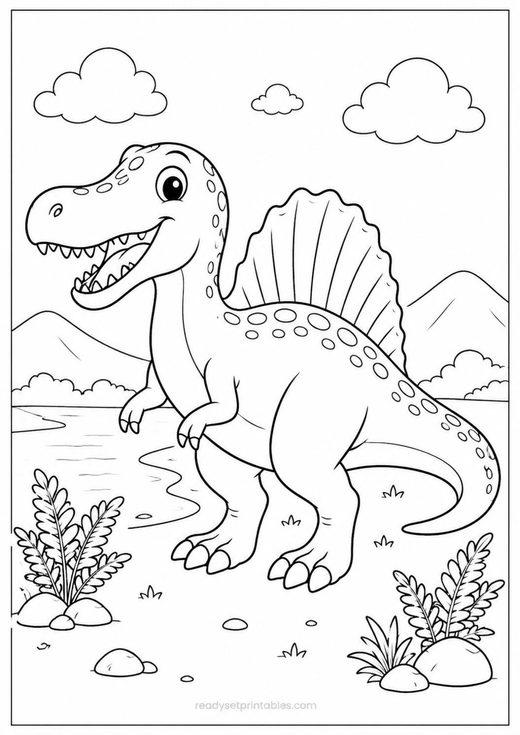 spinosaurus coloring page — free printable coloring sheet for kids