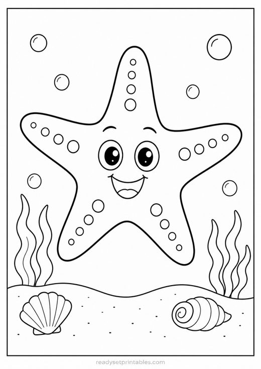 starfish coloring page — free printable coloring sheet for kids