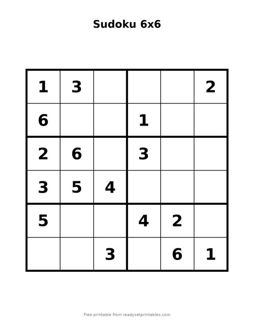 Sudoku for Kids — 6x6