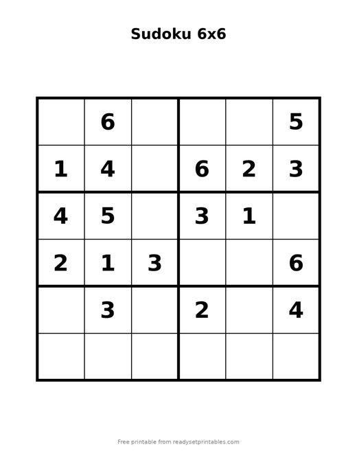 Sudoku 6x6 Easy 10