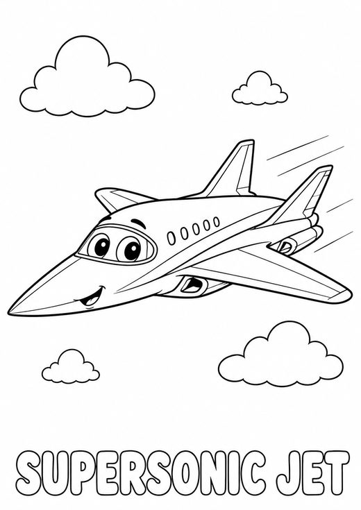 supersonic jet coloring page — free printable coloring sheet for kids