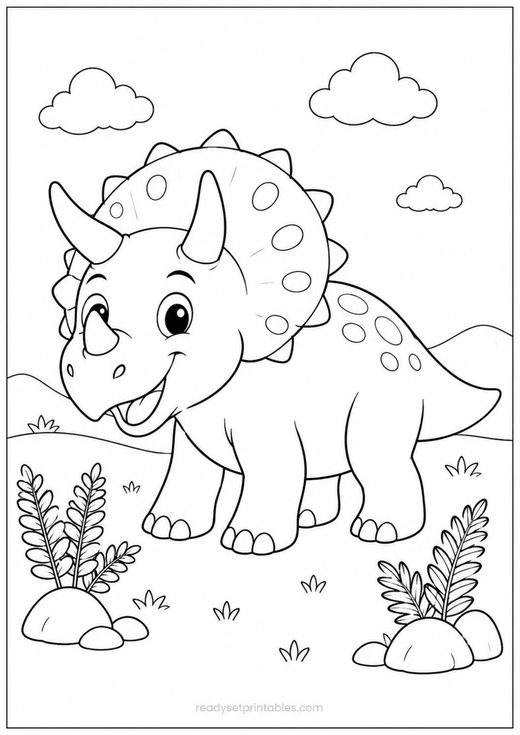 triceratops coloring page — free printable coloring sheet for kids