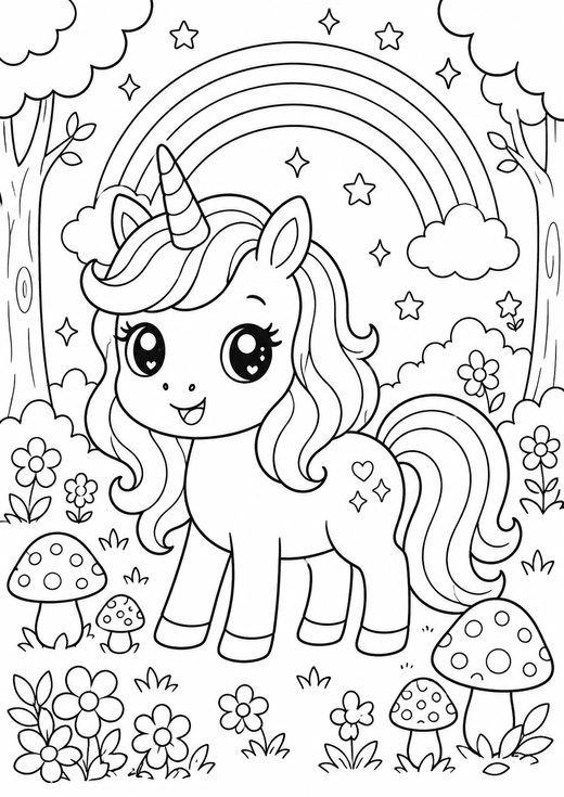 unicorn coloring page — free printable coloring sheet for kids