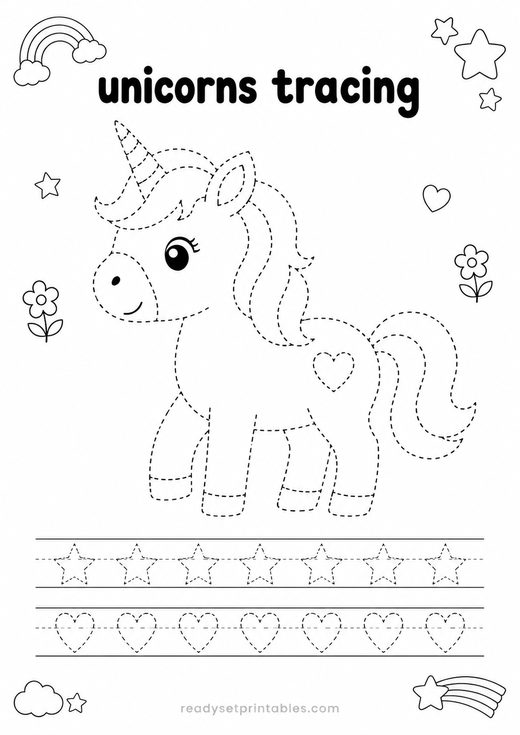 Unicorn Tracing Worksheets