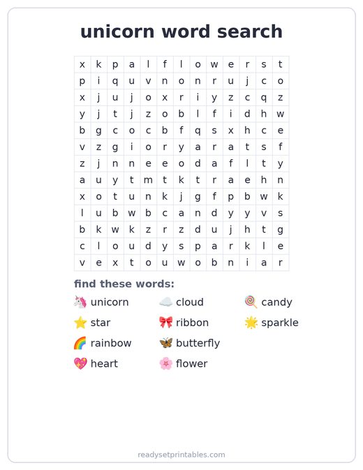 Unicorn Word Search